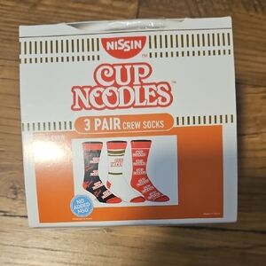 NISSIN Noodles Themed Crew Socks - Red, White, Black